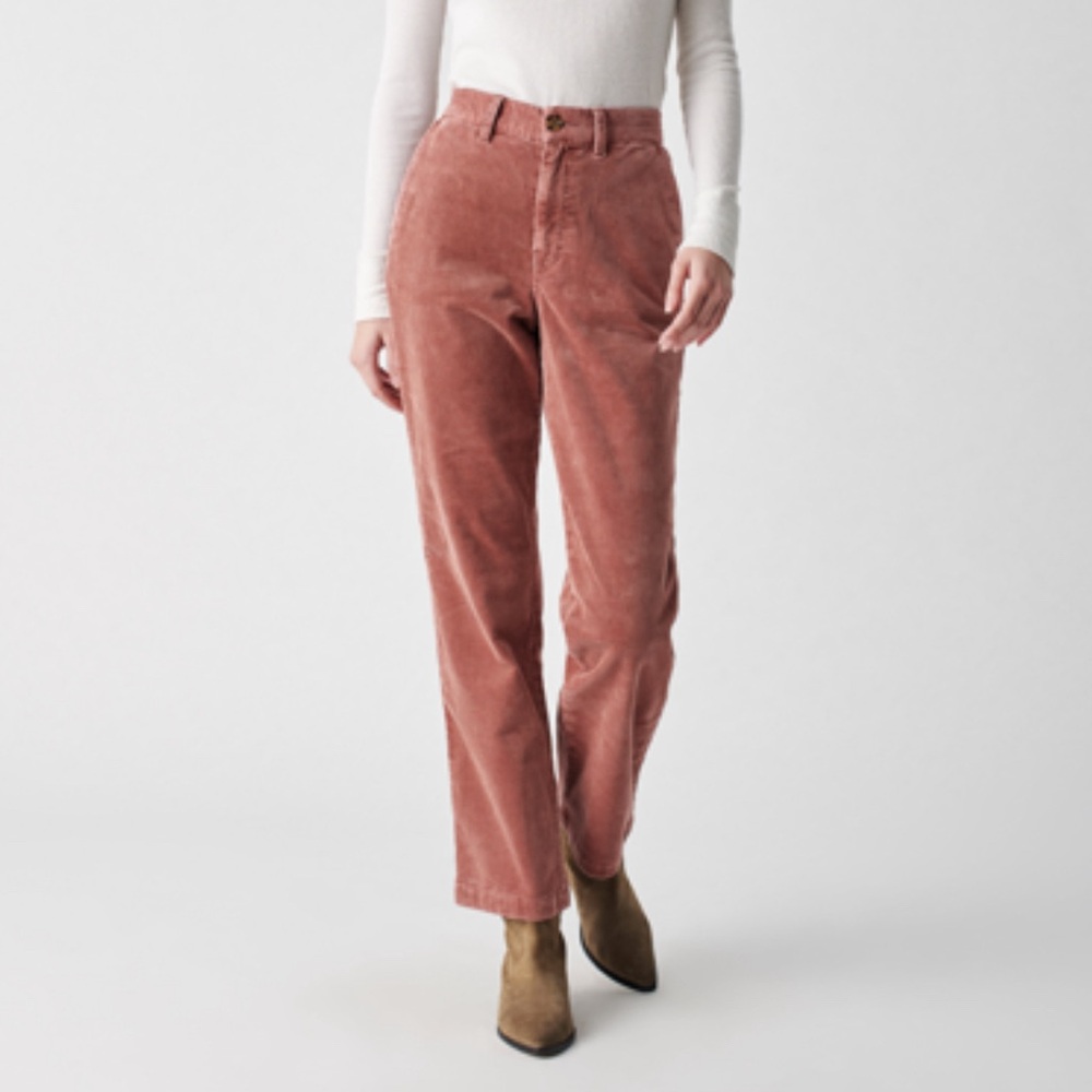 Faherty Corduroy Organic Cotton High Rise Straight Leg Pants In Brownie Size 26